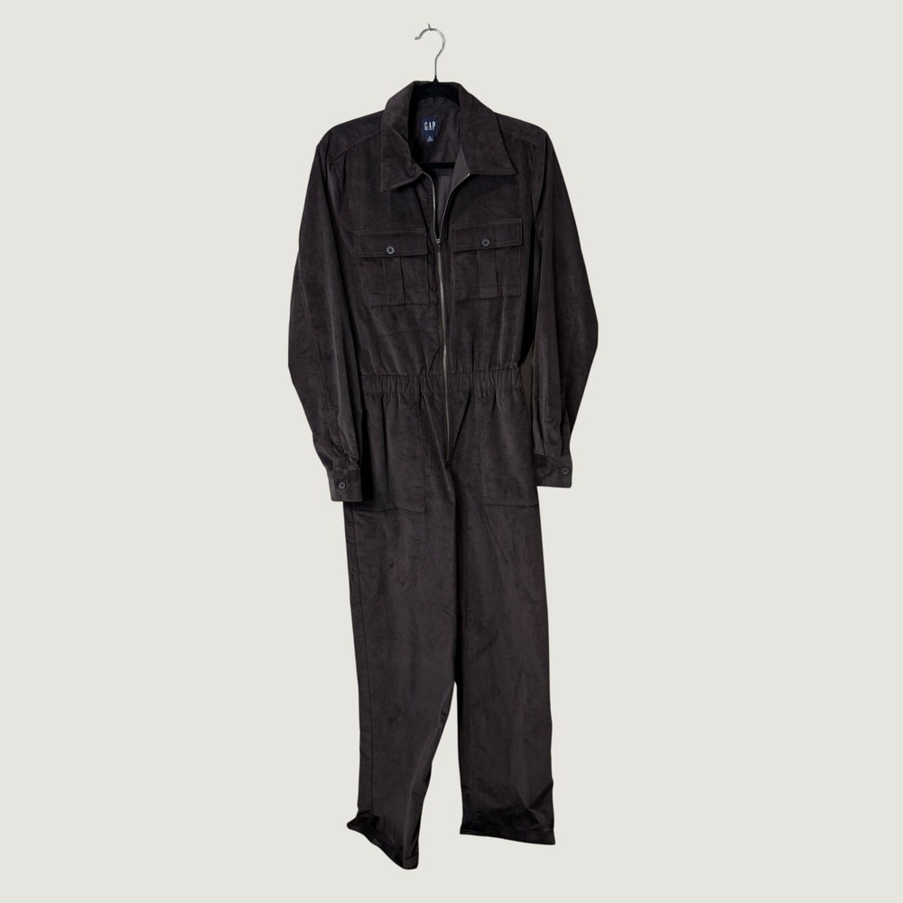 Gap Corduroy Long Sleeve Jumpsuit Chocolate Brown 8 Tall Utility Fall Layering